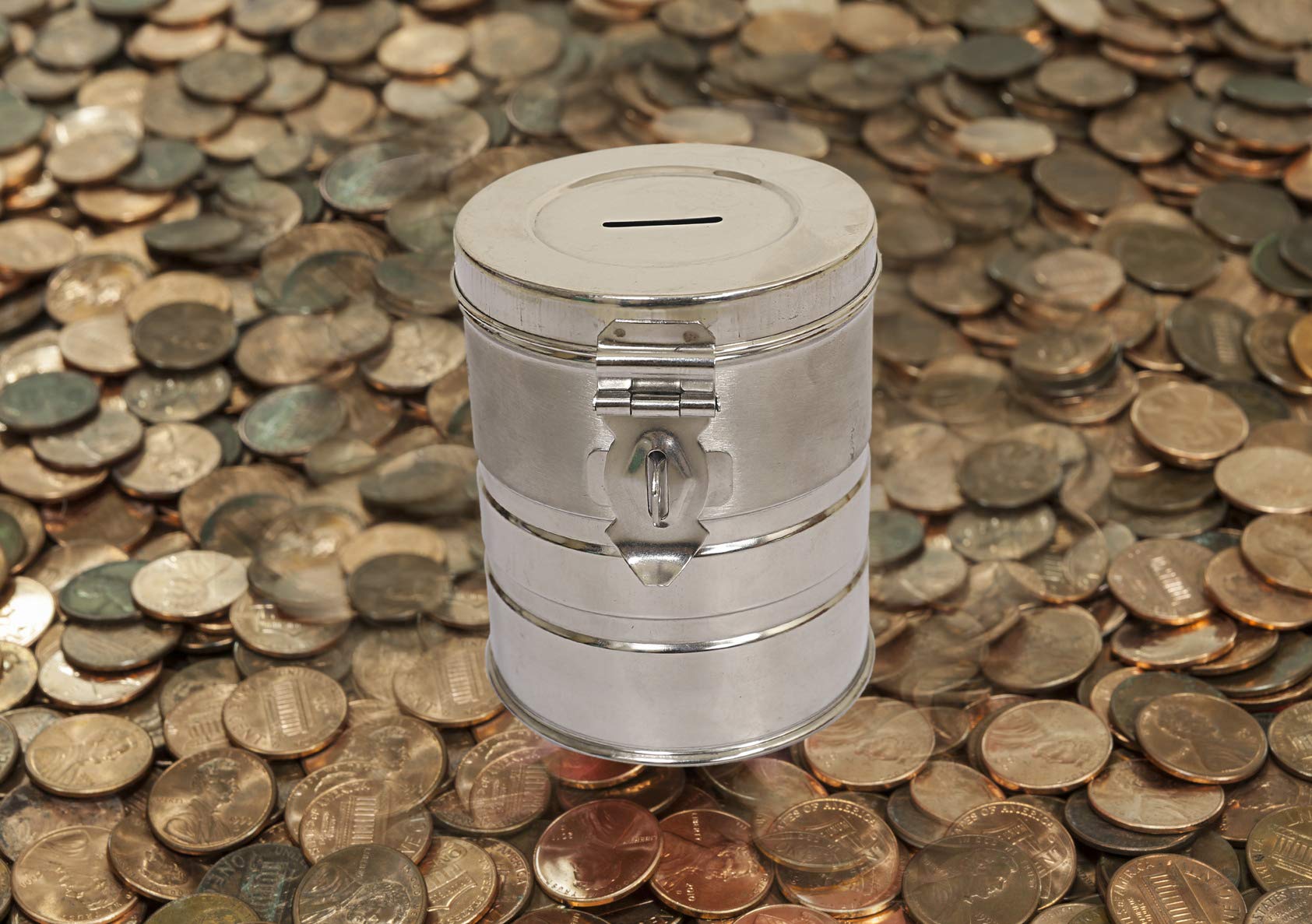 Kuber Industries Stainless Steel Coin Bank, Silver (CTKTC1933